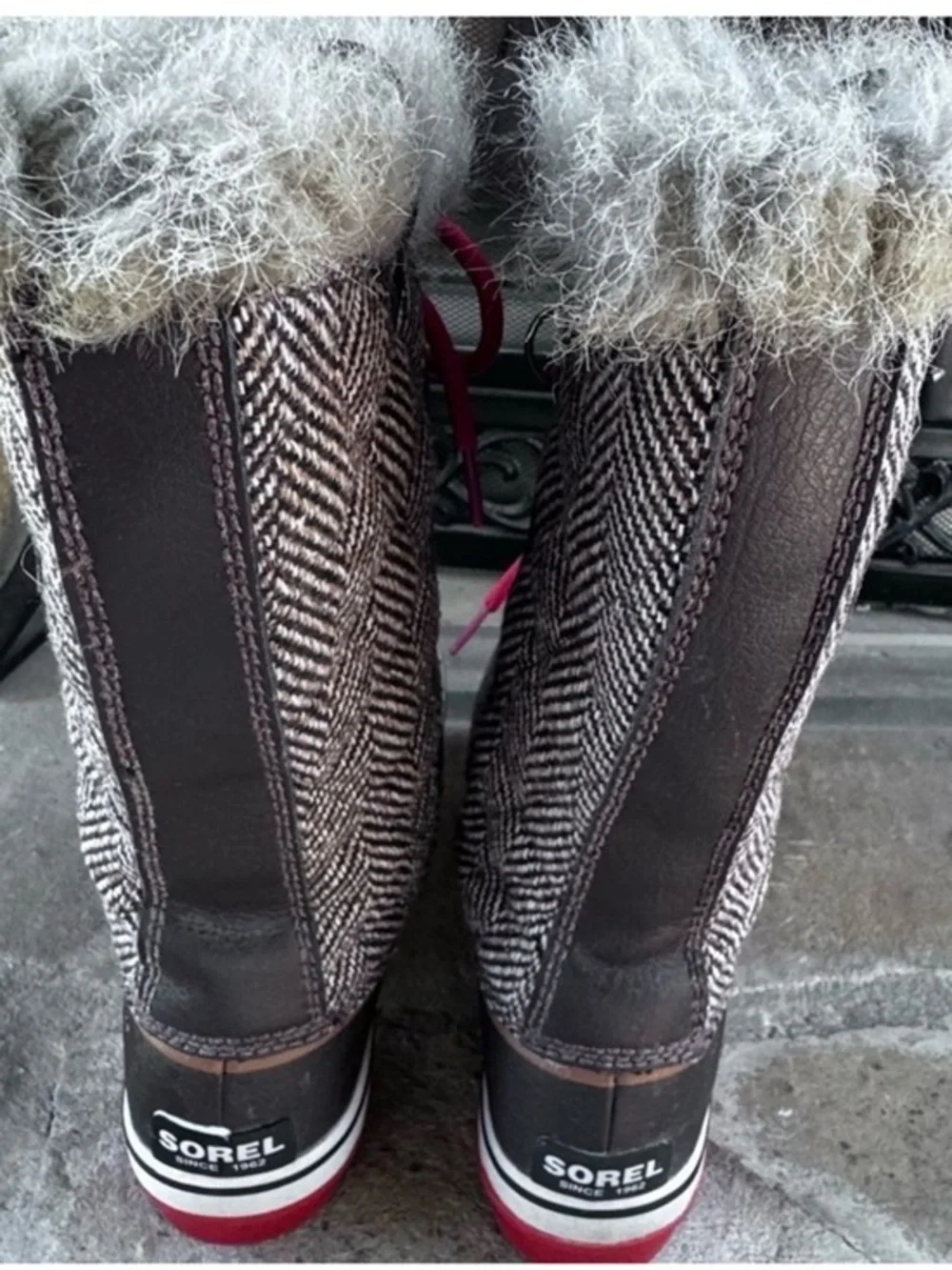Sorel Tofino II Boots Womens 8 Black Brown Waterproof Fur Winter Lace Up‎